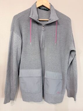 Lauren Ralph Lauren Gray Half-Zip Knit Pullover